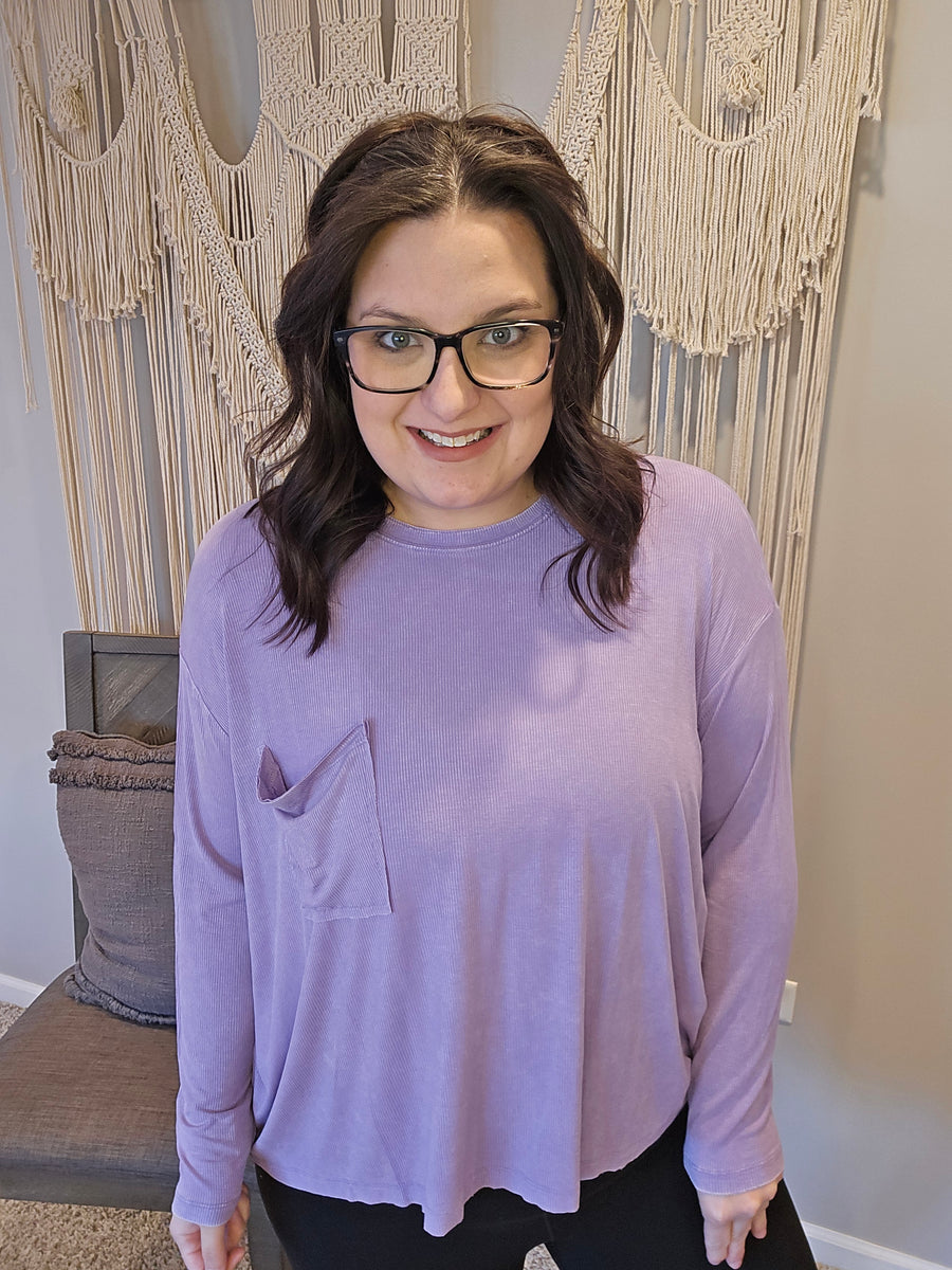 Rooftop Retreat Ribbed Long Sleeve Top - Lavender – Bossy Babe
