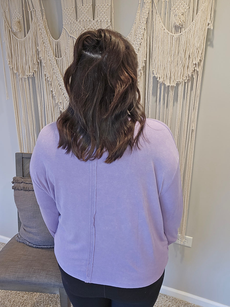 Rooftop Retreat Ribbed Long Sleeve Top - Lavender – Bossy Babe