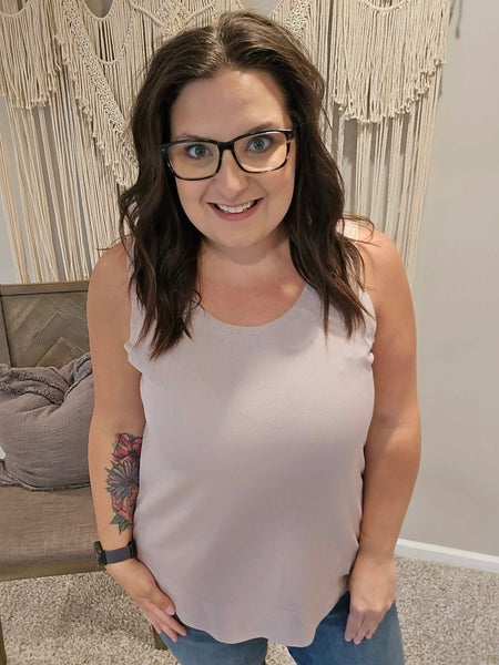 Riley Ribbed Tank Top - Pearl Gray