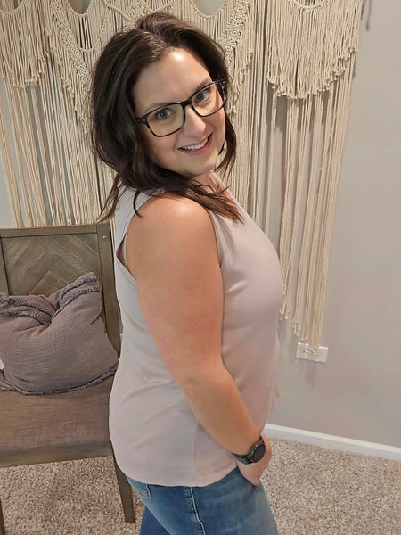 Riley Ribbed Tank Top - Pearl Gray