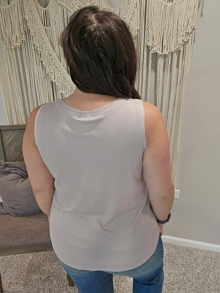 Riley Ribbed Tank Top - Pearl Gray