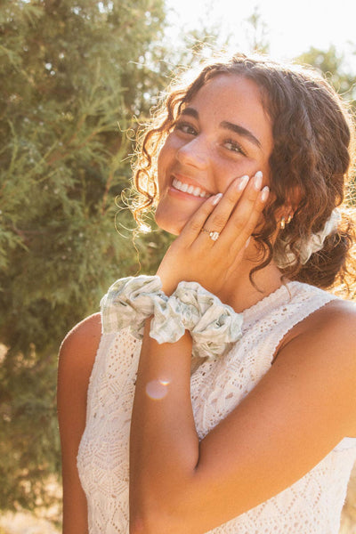 Sage Gingham Jumbo Scrunchie