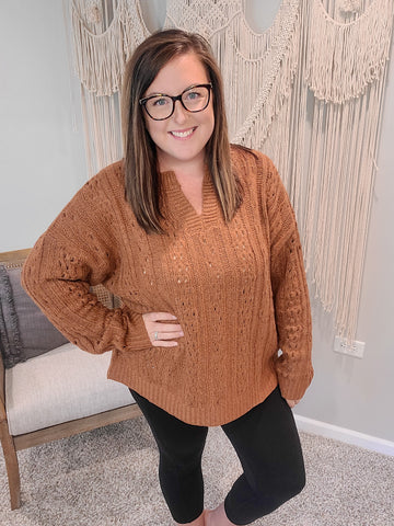 Cable Knit Rust Sweater