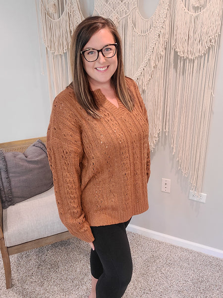 Cable Knit Rust Sweater