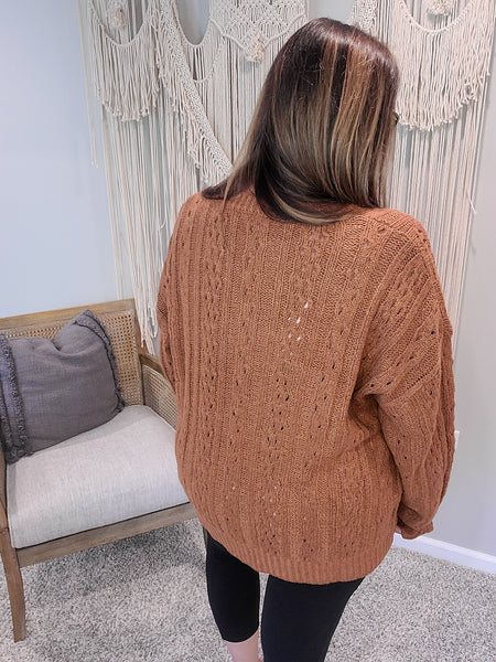 Cable Knit Rust Sweater