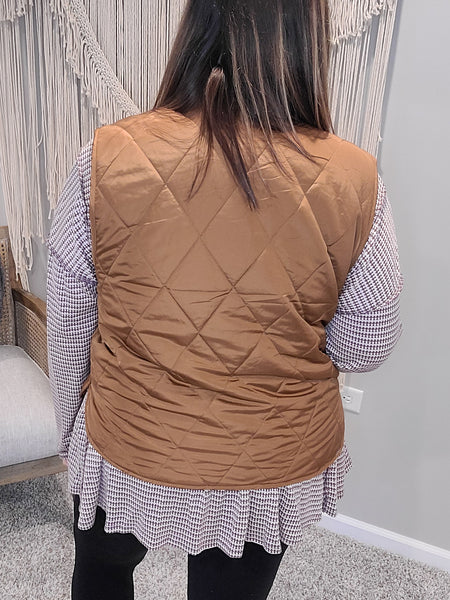 Caramel Sundae Camel Quilted Vest