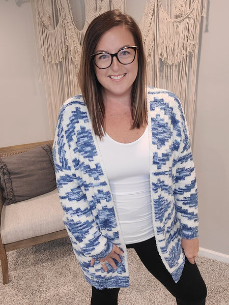 Avery Cloud Cardigan - Blue Aztec