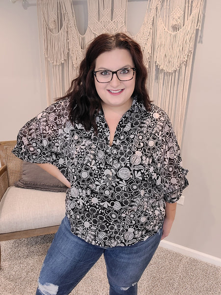 Work All Day Floral Top