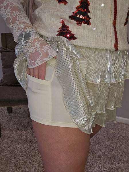 Shimmer Ruffle Skirt with Shorts