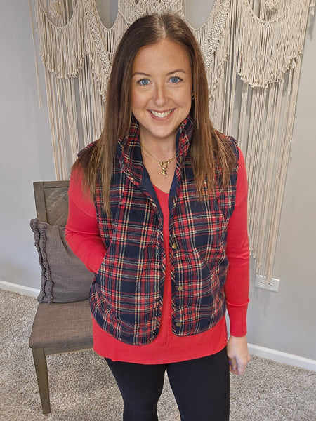 V-Neck Front Seam Sweater - Red