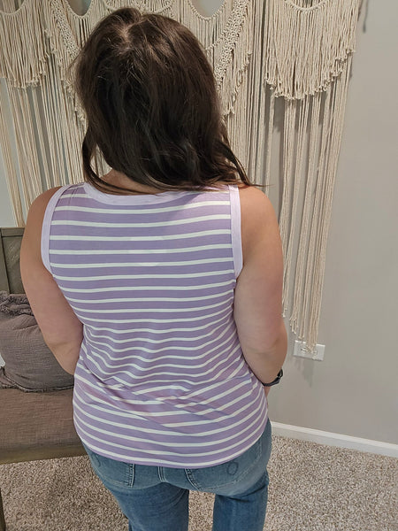 Summer Lovin' Striped Tank Top - Lavender