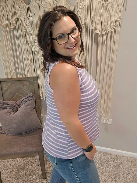 Summer Lovin' Striped Tank Top - Lavender