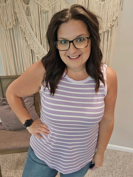 Summer Lovin' Striped Tank Top - Lavender