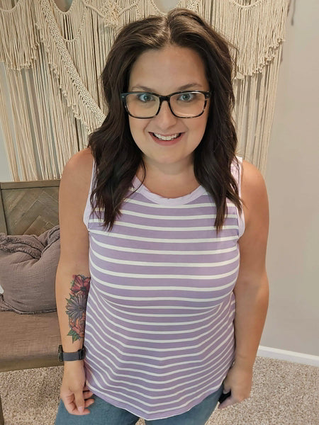 Summer Lovin' Striped Tank Top - Lavender