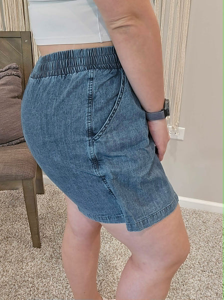 Everyday Edit Chambray Denim Skort