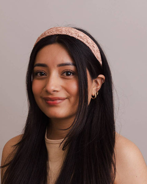 Vegan Leather Patterned Headband - Blush