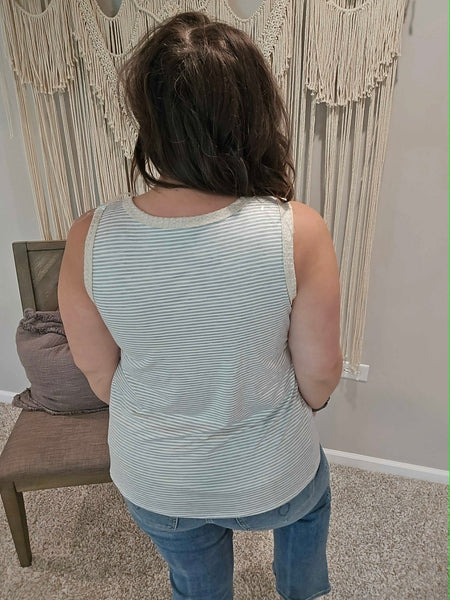 Summer Lovin' Striped Tank Top - Gray