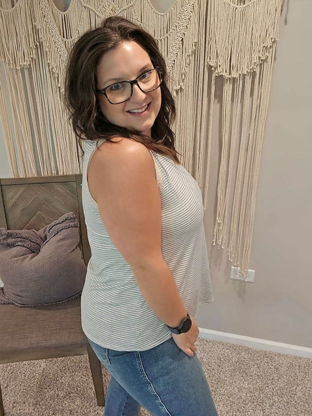Summer Lovin' Striped Tank Top - Gray
