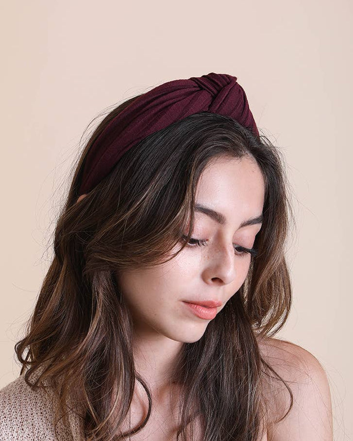 Plum Wide Stripe Top Knot Headband