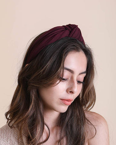 Plum Wide Stripe Top Knot Headband