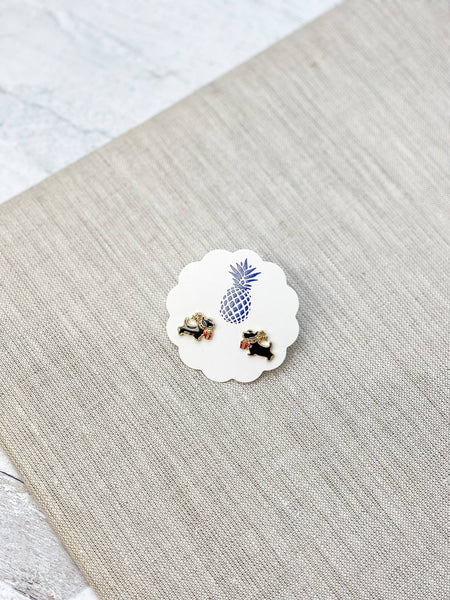Christmas Scottie Signature Enamel Stud Earrings
