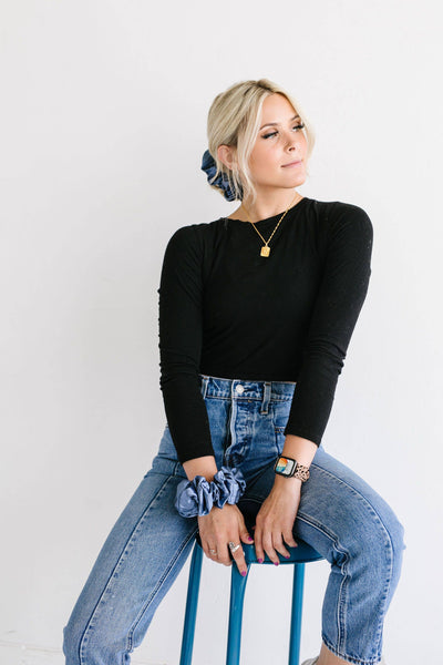 Jumbo Scrunchie - Midnight Moon Satin