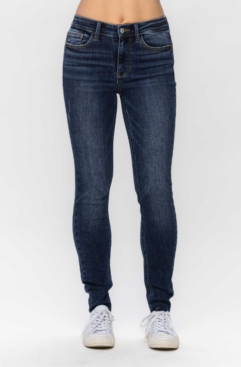 Maria Mid Rise Vintage Raw Hem Skinny Denim Jean