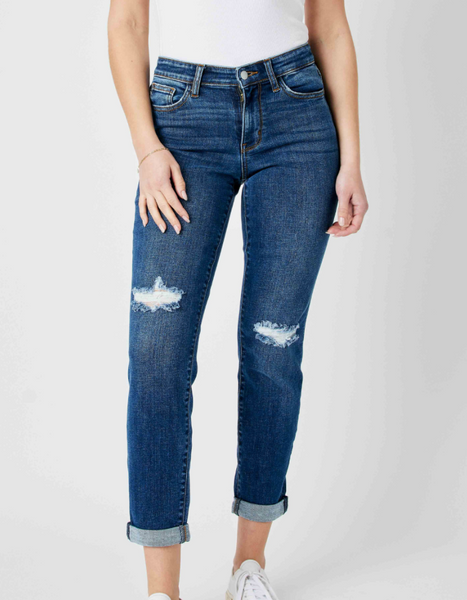 Harper Mid Rise Distressed Slim Fit Denim Jean