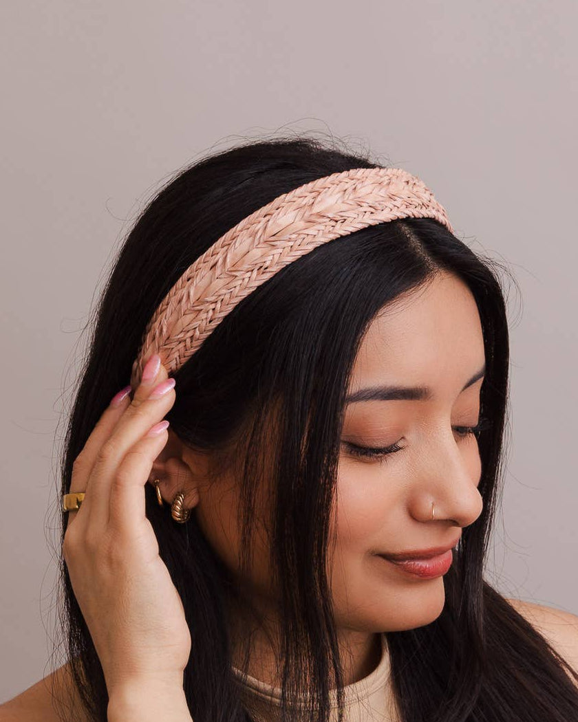 Vegan Leather Patterned Headband - Blush