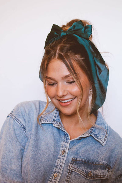 Green Satin Bow
