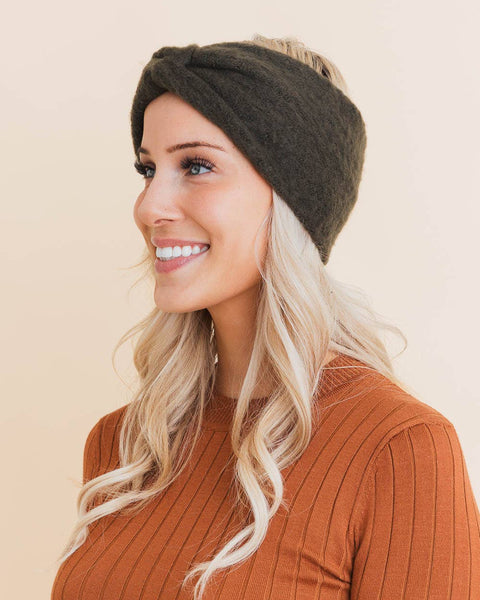 Twist Knot Boho Headband - Olive Green