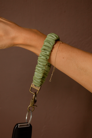 Green Leather Keychain