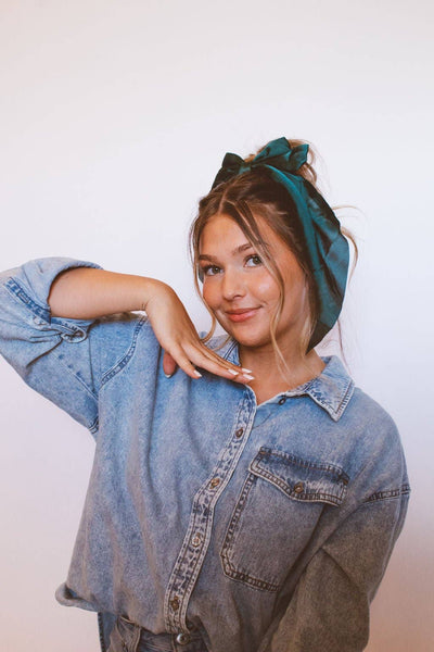 Green Satin Bow