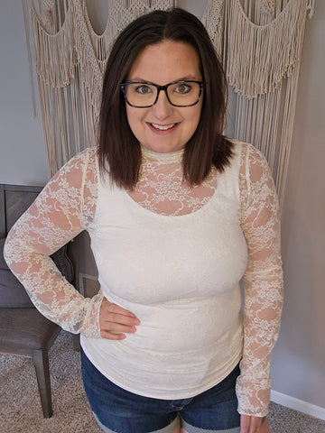 Lucy Lace Sheer Top - Ivory