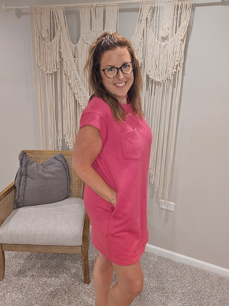 Ziggy Textured Dress in Fuschia