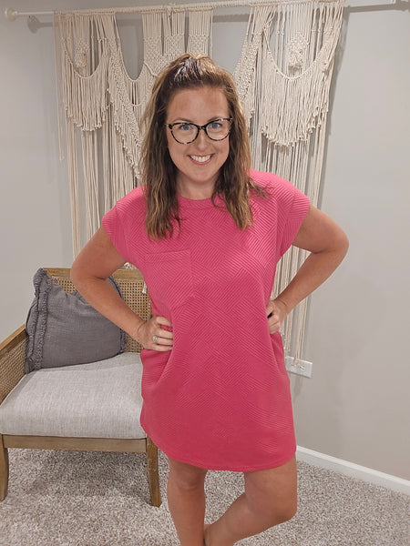 Ziggy Textured Dress in Fuschia