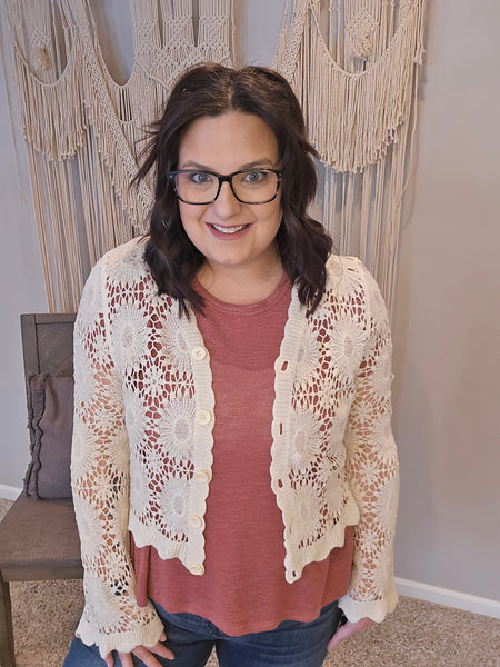 Blush to Bloom Crochet Cardigan