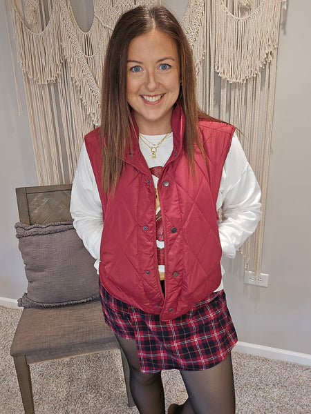 Under the Weather Quilted Vest - Burgundy