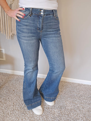 Trisha High Rise Non-Distressed Tummy Control Flare Jeans