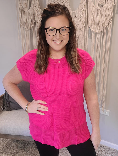 Dolman Oversized Hot Pink Sweater