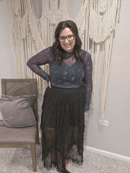 Moon Child Mesh Long Sleeve - Starry Spells