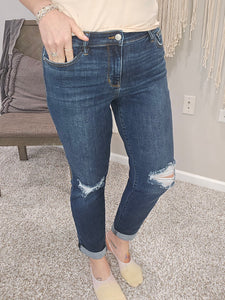 Harper Mid Rise Distressed Slim Fit Denim Jean