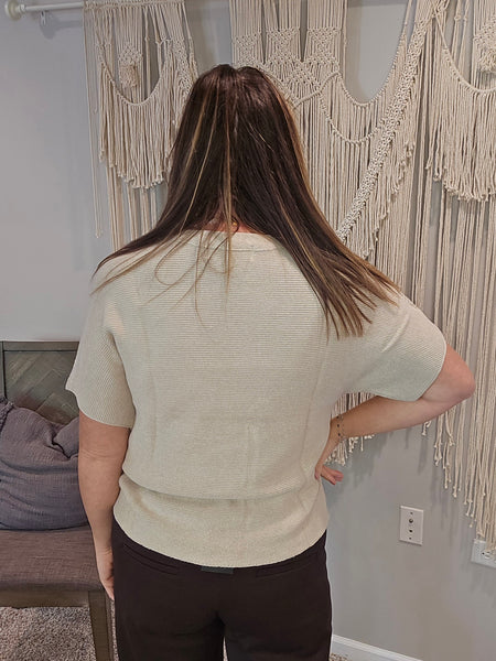 Relaxing Away Dolman Sleeve Knit Top in Taupe