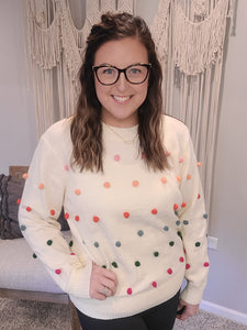 Candy Buttons Pom Detail Sweater