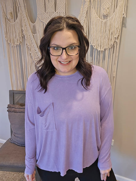 Rooftop Retreat Ribbed Long Sleeve Top - Lavender