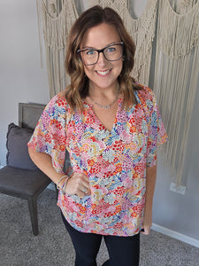 In the Valley Floral Short Sleeve Blouse