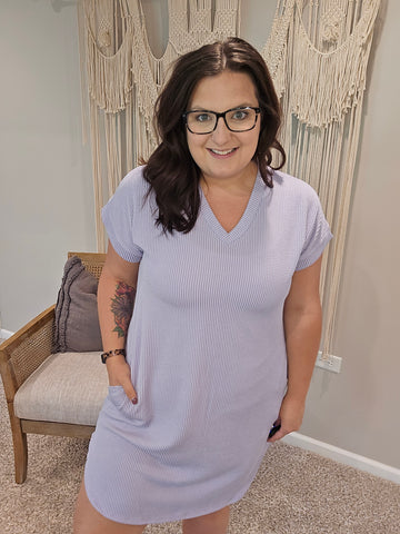 Laila Lavender Ribbed T-Shirt Dress