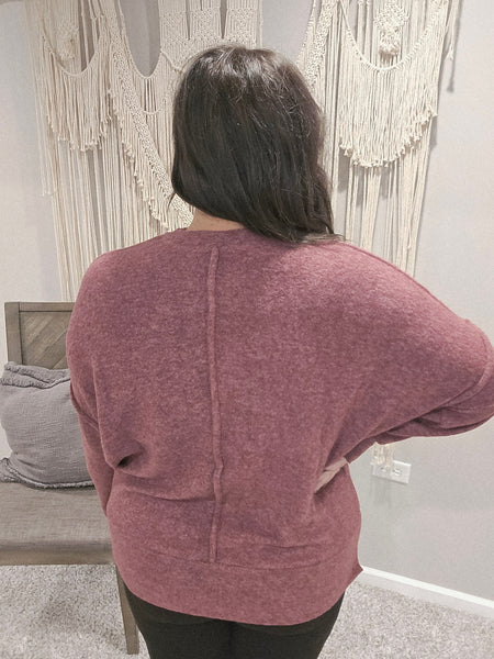 Snuggle Bug Brushed Oversized Sweater - Eggplant
