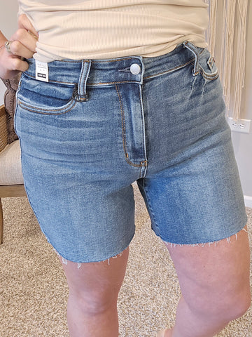 Janice High Rise Cut Off Denim Shorts