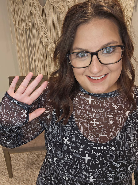 Spooky Halloween Mesh Top